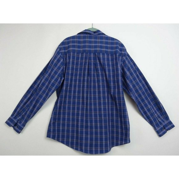 Men's Van Heusen Dress Shirt 16 1/2 Sz L Blue Plaid W/Pink Stripes Long Sleeve - Picture 6 of 6
